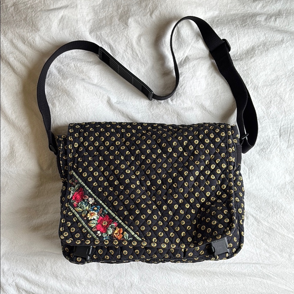 Vera Bradley Floral Quilted Black Crossbody Bag